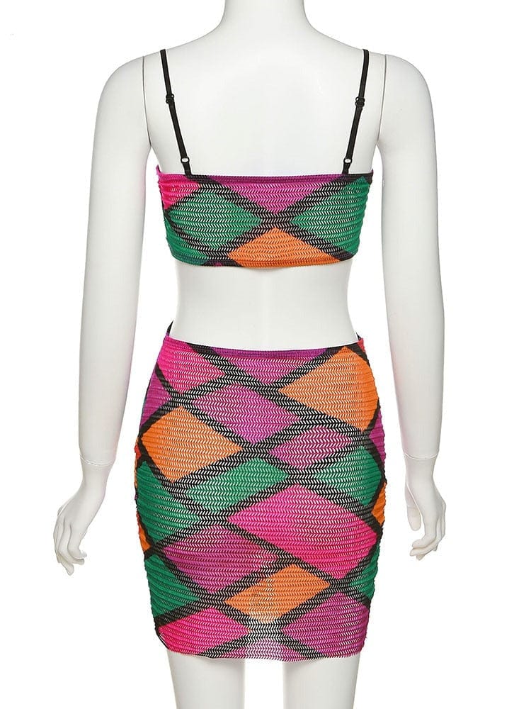 Teon Clothing Shop Mesh multicolored patchwork mini dress