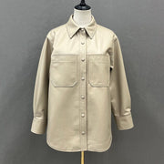 Teon Clothing Shop Women's Genuine Leather Shirt Gold Silver Leather Shirt