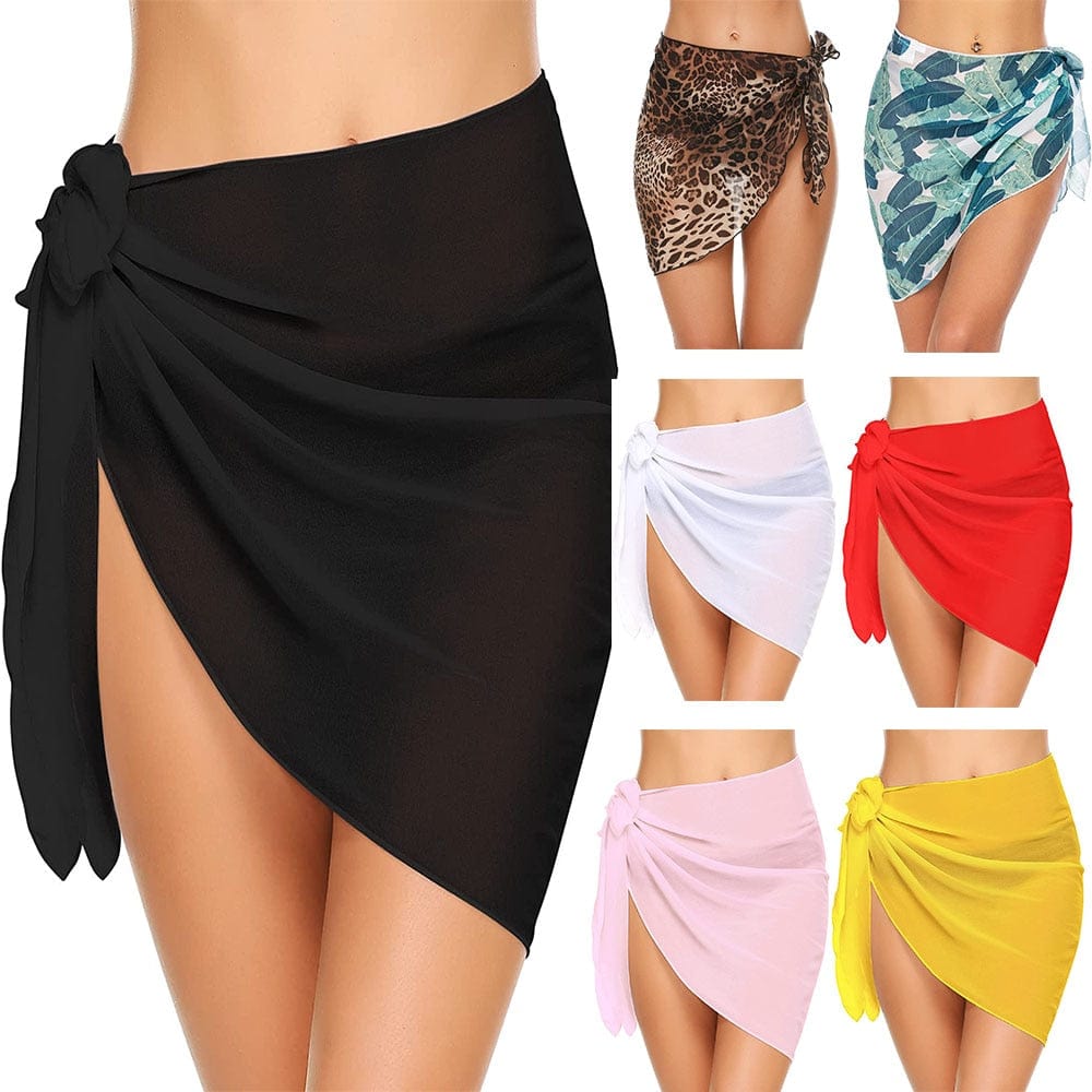 Teon Clothing Shop Women's Short Sarongs Swimwear Coverups Beach Bikini Wrap Sheer Short Skirt