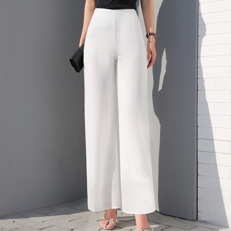 Teonclothingshop 2023 High Waist Chiffon Pants Loose Straight Casual Pants