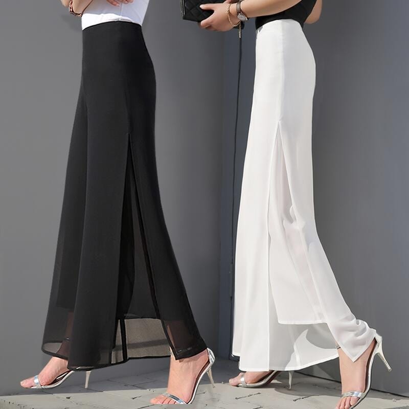 Teonclothingshop 2023 High Waist Chiffon Pants Loose Straight Casual Pants