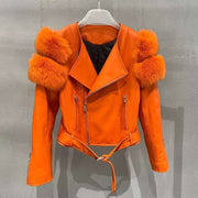 Teonclothingshop 2023 Luxury women's jackets made of real lambskin with fur