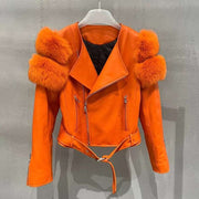 Teonclothingshop 2023 Luxury women's jackets made of real lambskin with fur