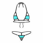 Teonclothingshop 2Pcs Women's Micro Bikini Two-piece Swimwear, Striped Self-tie Swimwear