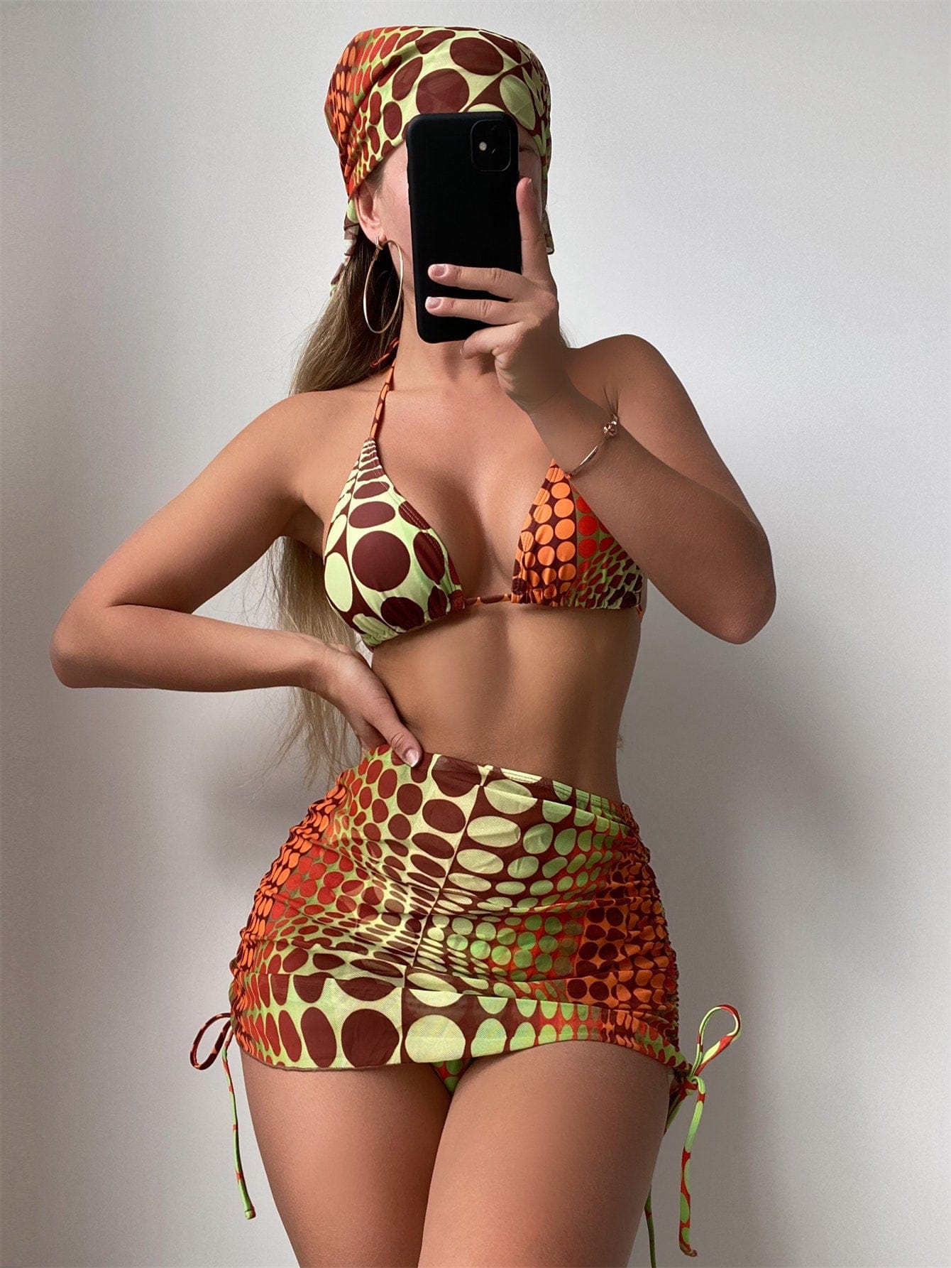 Teonclothingshop 4 Piece Random Print Bikini Swimwear and Beach Skirt