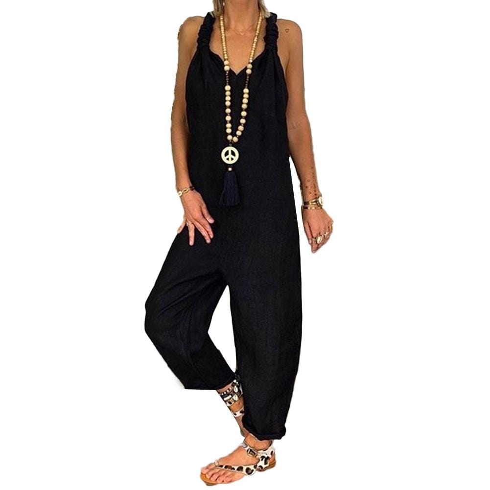 Teonclothingshop 80% HOT SALE!!! Women's solid color sleeveless jumpsuit, knitted backless jumpsuit