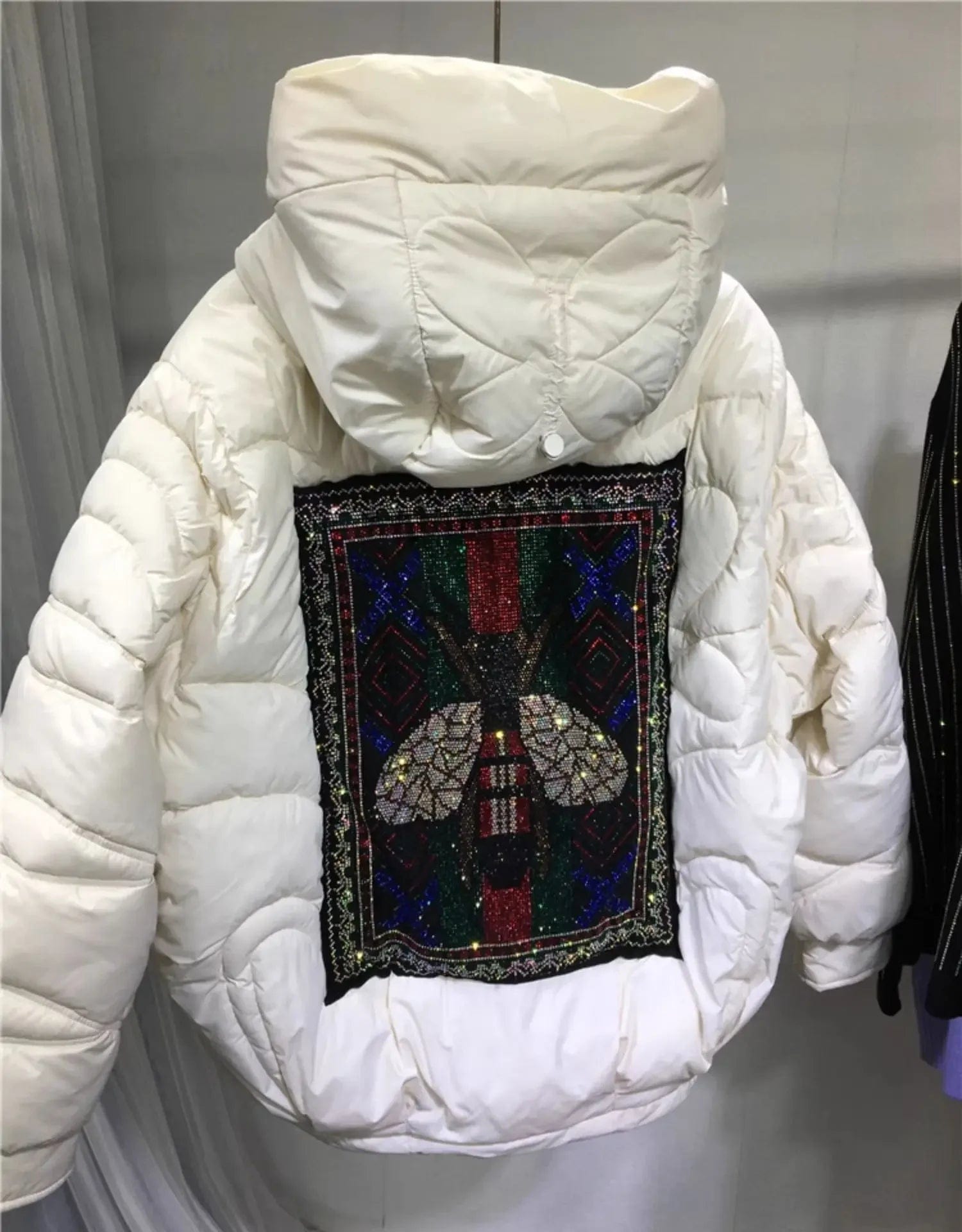 Teonclothingshop A warm jacket with a hood and a zircon