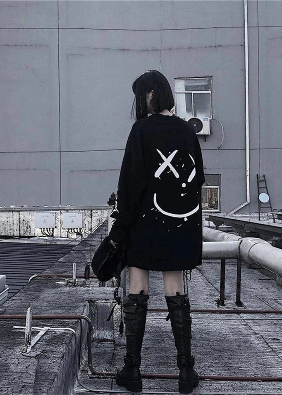 Teonclothingshop "Alt Emo Oversized Long Sleeve Tee: Perfect for E-Girl Style"