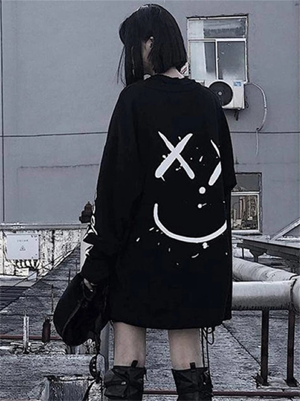 Teonclothingshop "Alt Emo Oversized Long Sleeve Tee: Perfect for E-Girl Style"