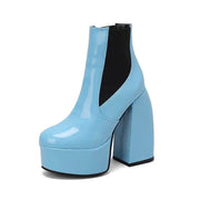 Teonclothingshop Ankle boots with round toes, thick high heels