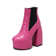 Teonclothingshop Ankle boots with round toes, thick high heels