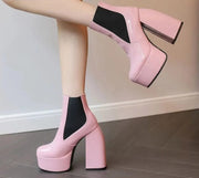 Teonclothingshop Ankle boots with round toes, thick high heels