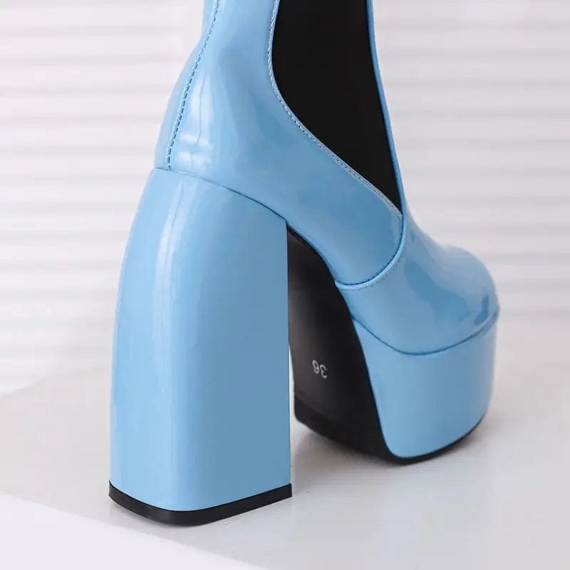 Teonclothingshop Ankle boots with round toes, thick high heels