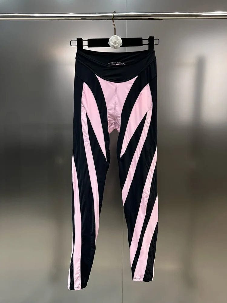 Teonclothingshop Autumn fashion designer leggings, pants in contrasting colors for women