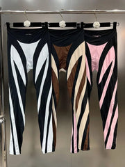 Teonclothingshop Autumn fashion designer leggings, pants in contrasting colors for women