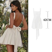 Teonclothingshop Backless A-line summer mini dress with bow