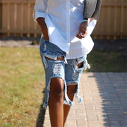 Teonclothingshop Baggy denim shorts with ripped holes