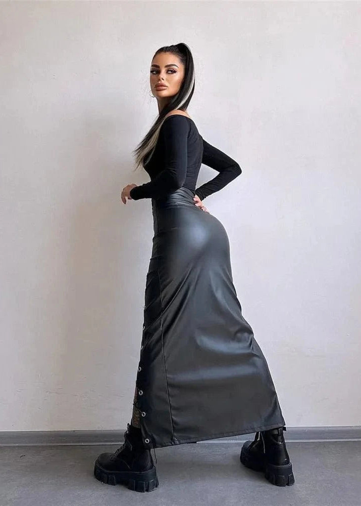 Teonclothingshop Bandage Leather Pencil Skirt