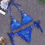 Teonclothingshop Bikini swimsuit with rhinestones Push Up