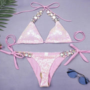 Teonclothingshop Bikini swimsuit with rhinestones Push Up