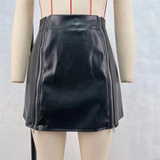 Teonclothingshop Black A-Line PU Leather Skirt