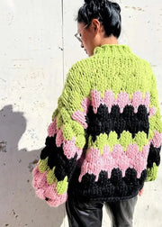 Teonclothingshop "Bold & Cozy: Colorful Loose Knit Sweater for Women"