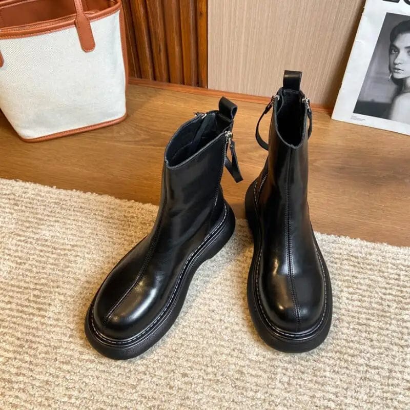 Teonclothingshop British Style Chelsea Short Leather Boots