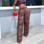 Teonclothingshop "Brown Wide Leg Cargo Pants: Casual Y2K Style for Women"