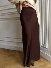 Teonclothingshop Casual Satin Women'S Long Skirt