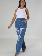 Teonclothingshop Casual women's denim pants with holes