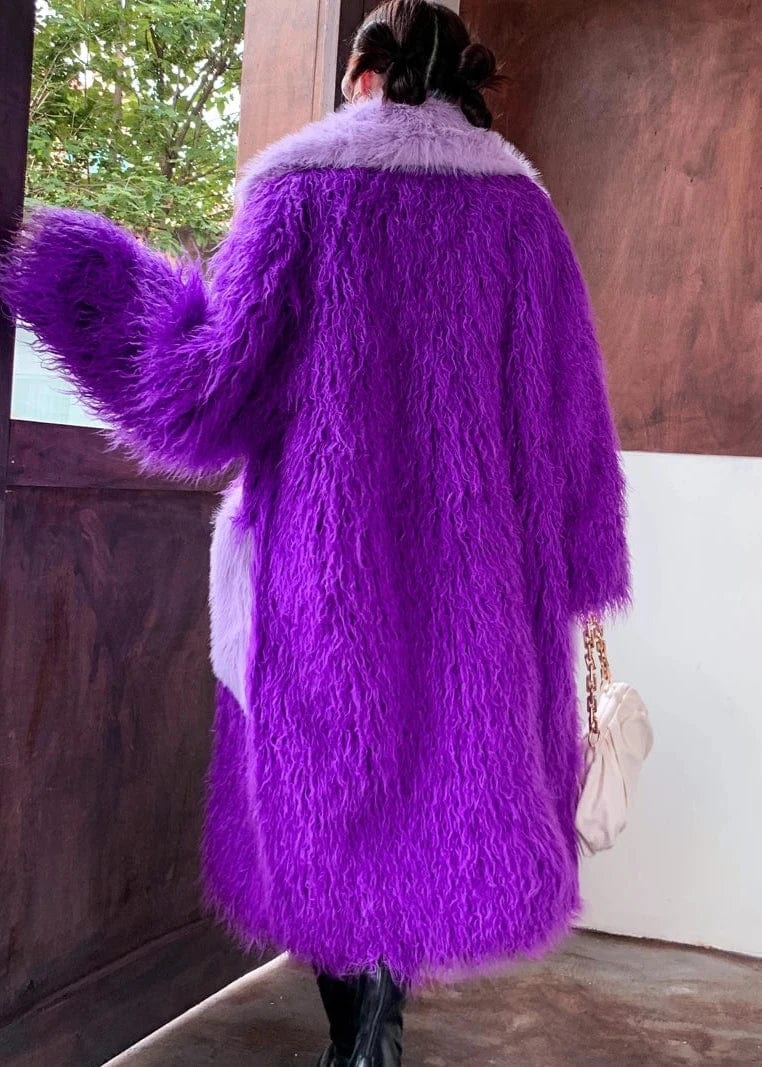 Teonclothingshop Chic and Cozy: Purple Faux Fur Coat for Women