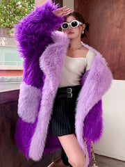 Teonclothingshop Chic and Cozy: Purple Faux Fur Coat for Women