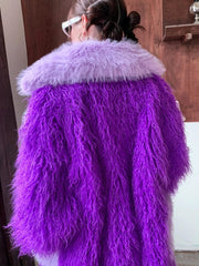 Teonclothingshop Chic and Cozy: Purple Faux Fur Coat for Women