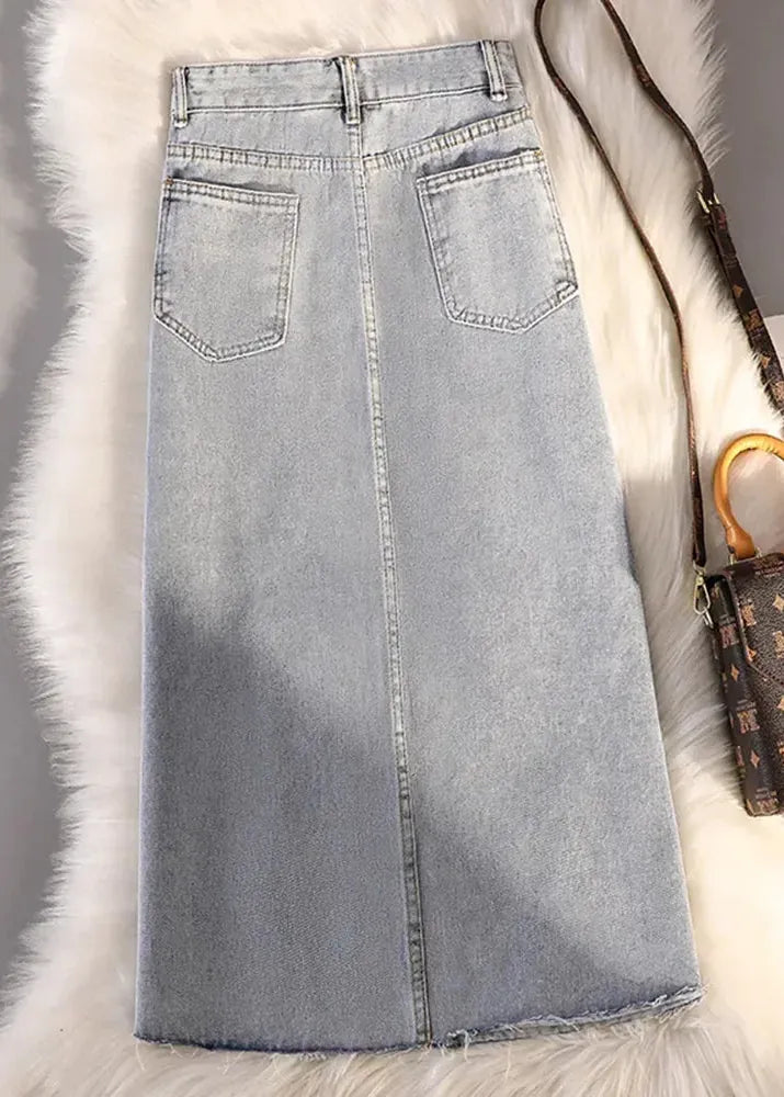 Chic Beaded Skinny Denim Skirt
