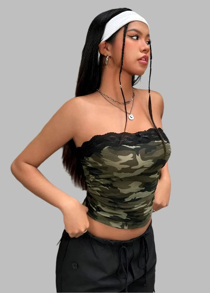 Chic Casual Camouflage Crop Tops