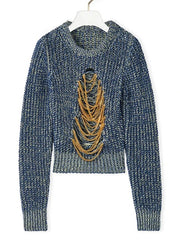 Teonclothingshop Chic chain-embellished sweaters for ladies