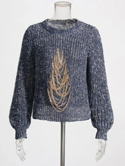 Teonclothingshop Chic chain-embellished sweaters for ladies