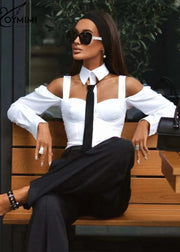 Teonclothingshop Chic Off-the-Shoulder Button Shirts