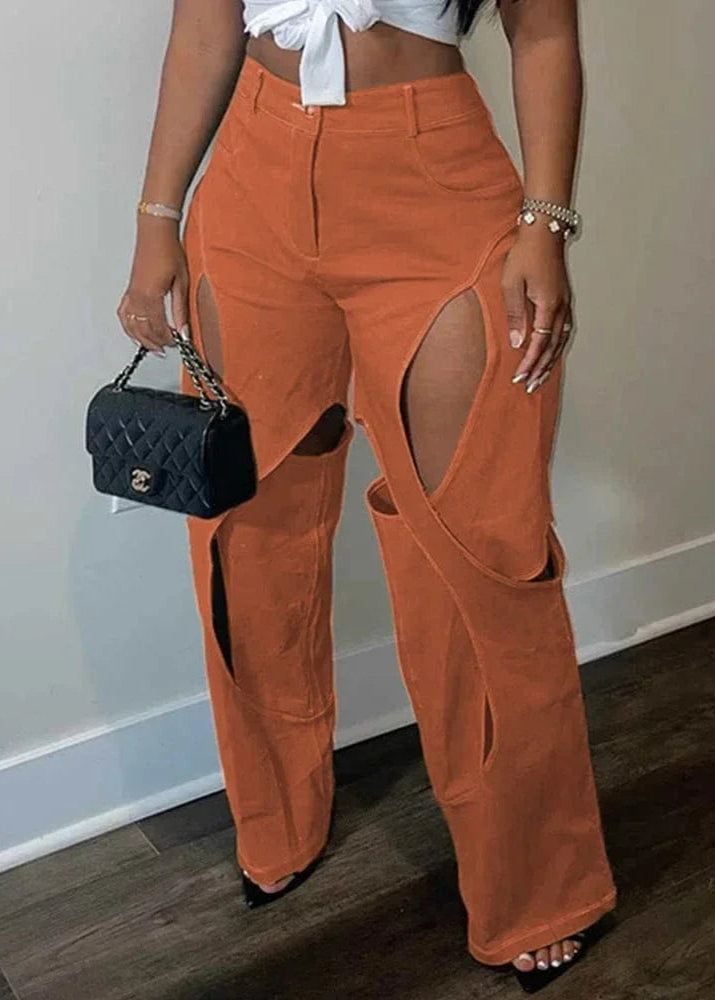 Teonclothingshop Contrast Color Patchwork Wide Leg Trousers