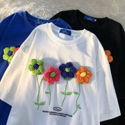 Teonclothingshop Cotton Knitted Flower Top Cute Designer T Shirt 2023