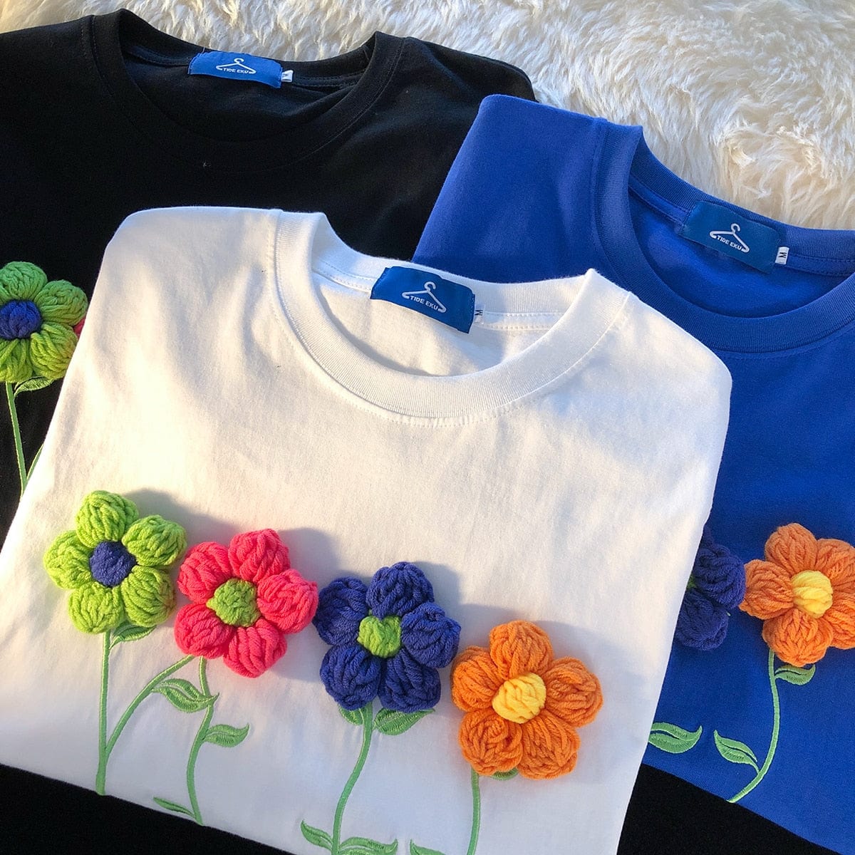 Teonclothingshop Cotton Knitted Flower Top Cute Designer T Shirt 2023