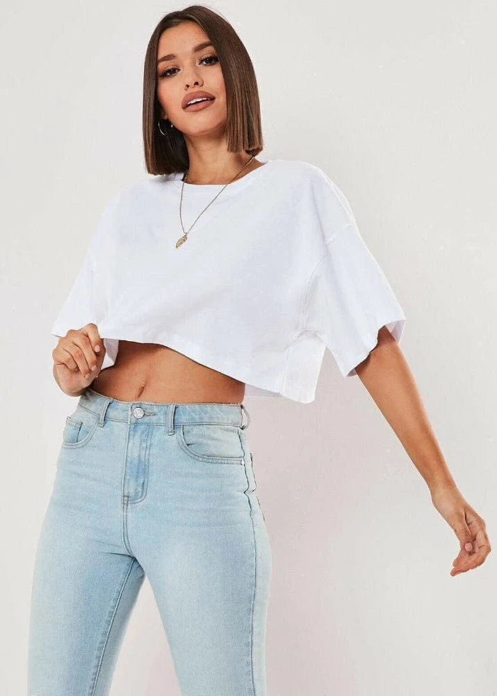 Cotton Women Short Sleeve Crop Top