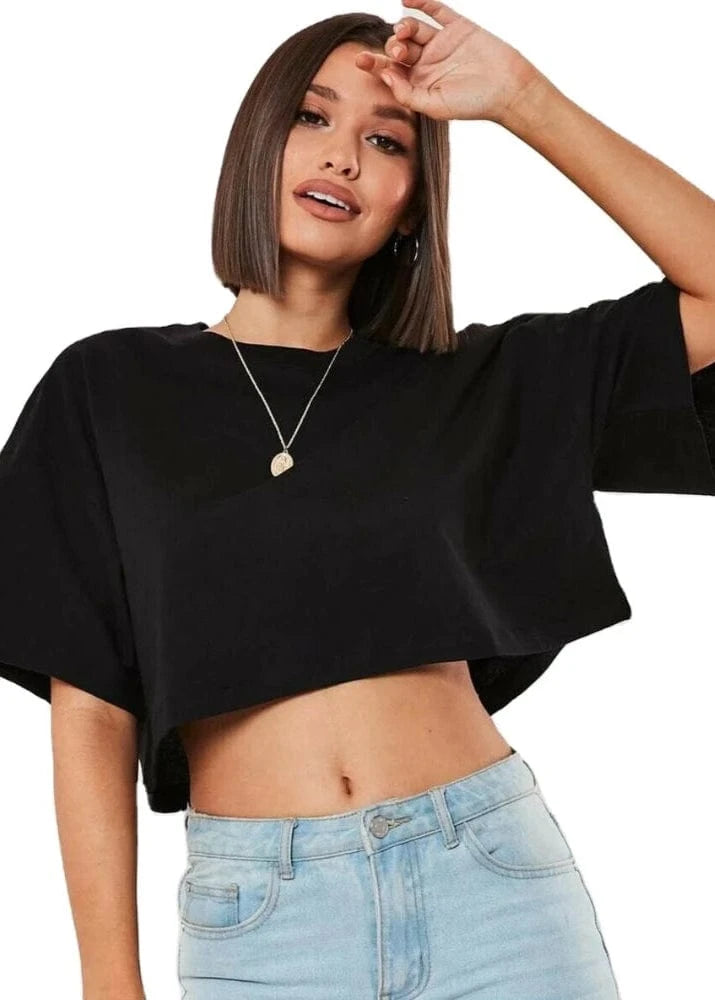 Cotton Women Short Sleeve Crop Top