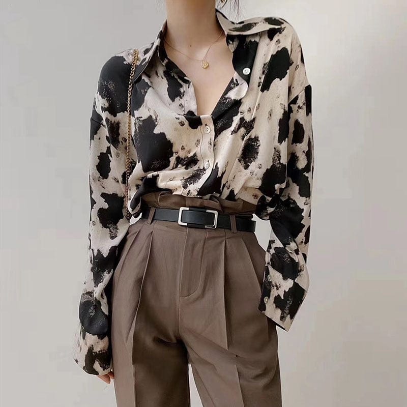 Teonclothingshop Cow print shirts Women's long sleeve blouse