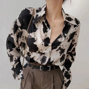 Teonclothingshop Cow print shirts Women's long sleeve blouse