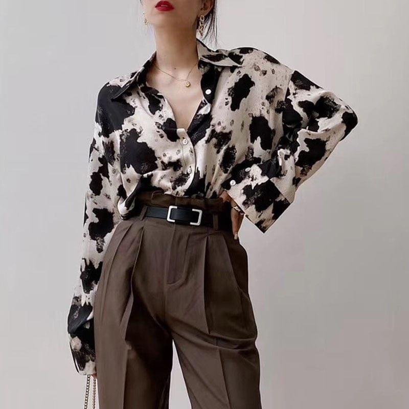 Teonclothingshop Cow print shirts Women's long sleeve blouse