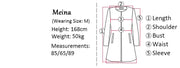 Measurement chart for a dress with a model's face and size information.