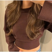 Teonclothingshop Cozy Ribbed Knit Cropped Sweater