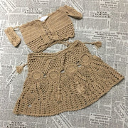 Teonclothingshop Crochet Two Piece Set | Summer Beach Dress with Hand Knitted Crop Top and Mini Skirt