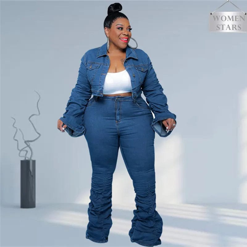 Teonclothingshop Denim Plus Size Sets Women 2 Piece Set